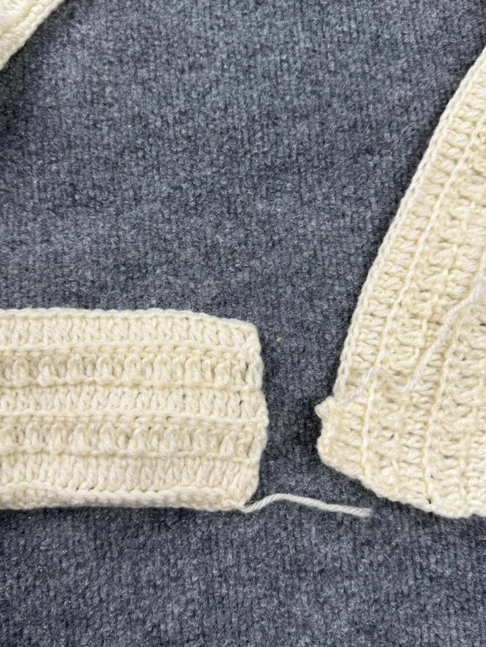Handmade Off-White Crochet Scarf/Headband Wool Blend Cream Minimalist Accessory